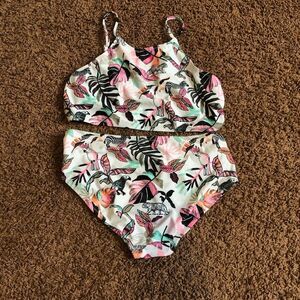 American Eagle Girls Tropical Lace-up‎ Bikini Set Size 16  Multicolor NWT